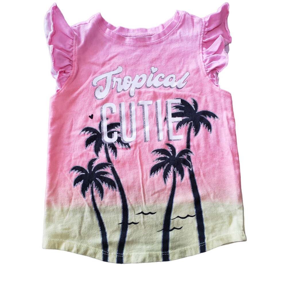 Garanimals Pink & Yellow Topical Cutie Palm Tree Short Sleeved Shirt - Size 4T